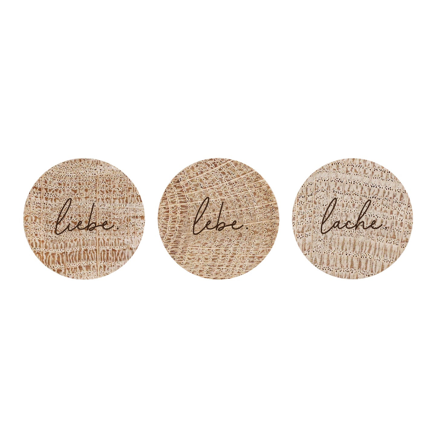 Holzmagnet 3er Set Lebe Liebe Lache